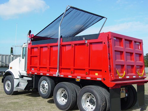 Bullet Arm Tarp and Cover System on Dump Bodie Truck
