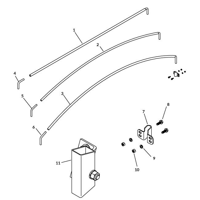 Galvanized Bow Kit - 12" Rise - 89" to 95"-0